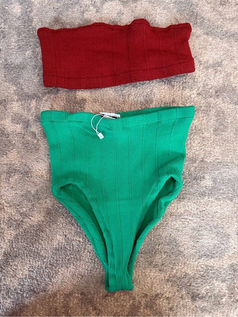 Colorblock Ribbed Two-Piece Swim Set Hunza Z brand 
Retail 300.00